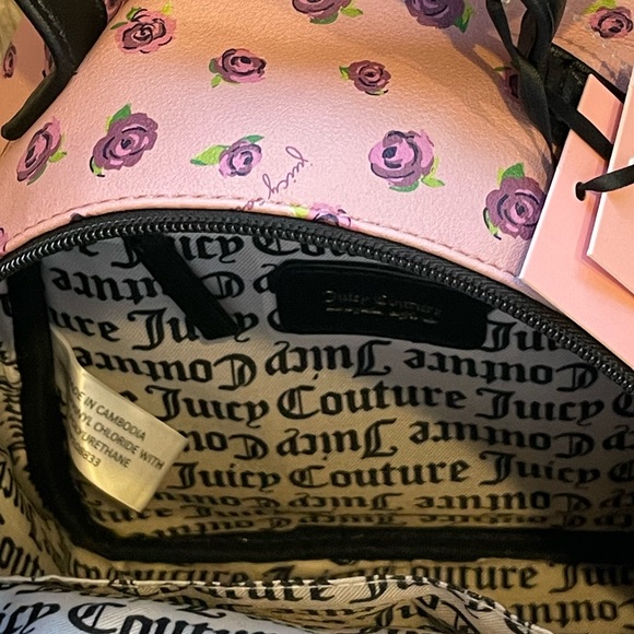 NWT 3-Pcs Set Juicy Couture Backpack, Pouch, & Card Case, Black Blooms at Night main image 8